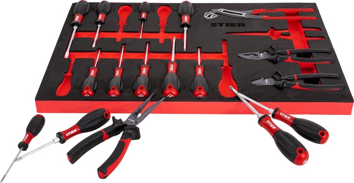 Actual product image Stier Screwdriver & pliers set 17-piece set in soft foam insert (EVA) (17 x)