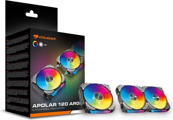 Actual product image Cougar Lot de 3 Ventilateurs de boitier Apolar RGB - 12cm (Noir) (120 mm, 3x)