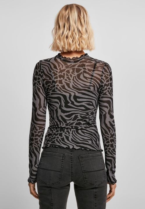 Produktbild Urban Classics Ladies AOP Mesh Turtleneck Longsleeve (4XL)