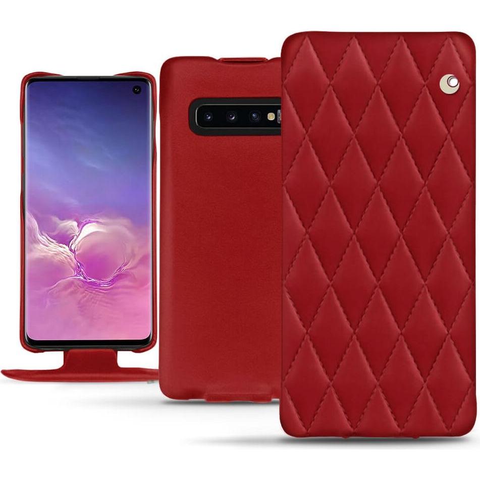 Noreve Lederschutzhülle vertikal (Samsung Galaxy S10), Smartphone Hülle, Rot
