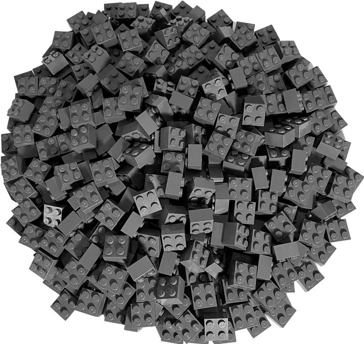Actual product image LEGO 2x2 Bricks Dark grey - 1000 pieces - Dark bluish grey bricks 3003 (3003, LEGO Accessories)