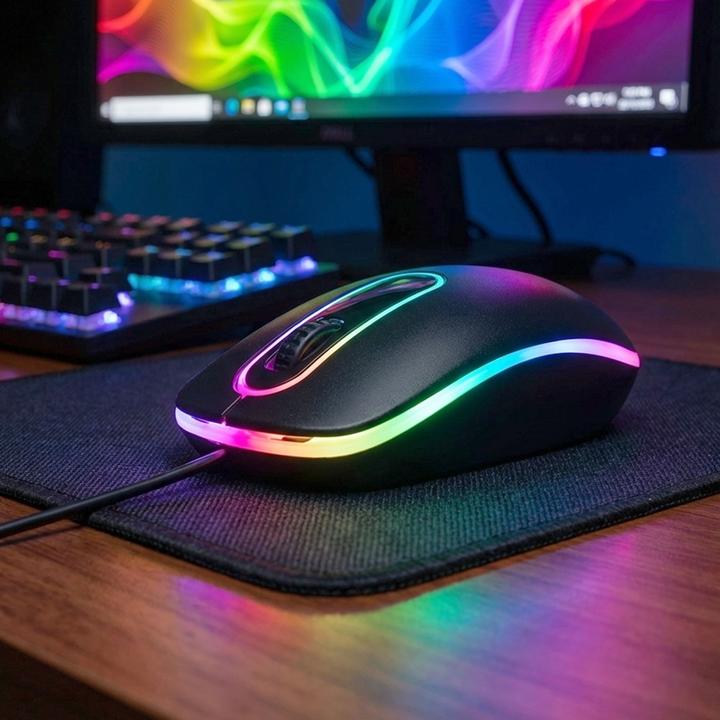 Actual product image ProWorld Optical USB mouse with 3 buttons, multicolour illumination (Cable)