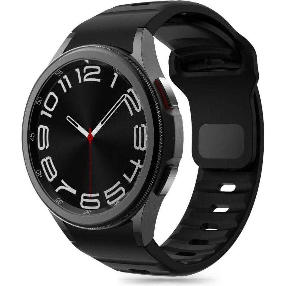 Tech-Protect Silicone Line Strap for Samsung Galaxy Watch 4 / 5 / 5 Pro / 6 / 7 / FE - Black (TPU, Galaxy Watch 4, 5 Pro...