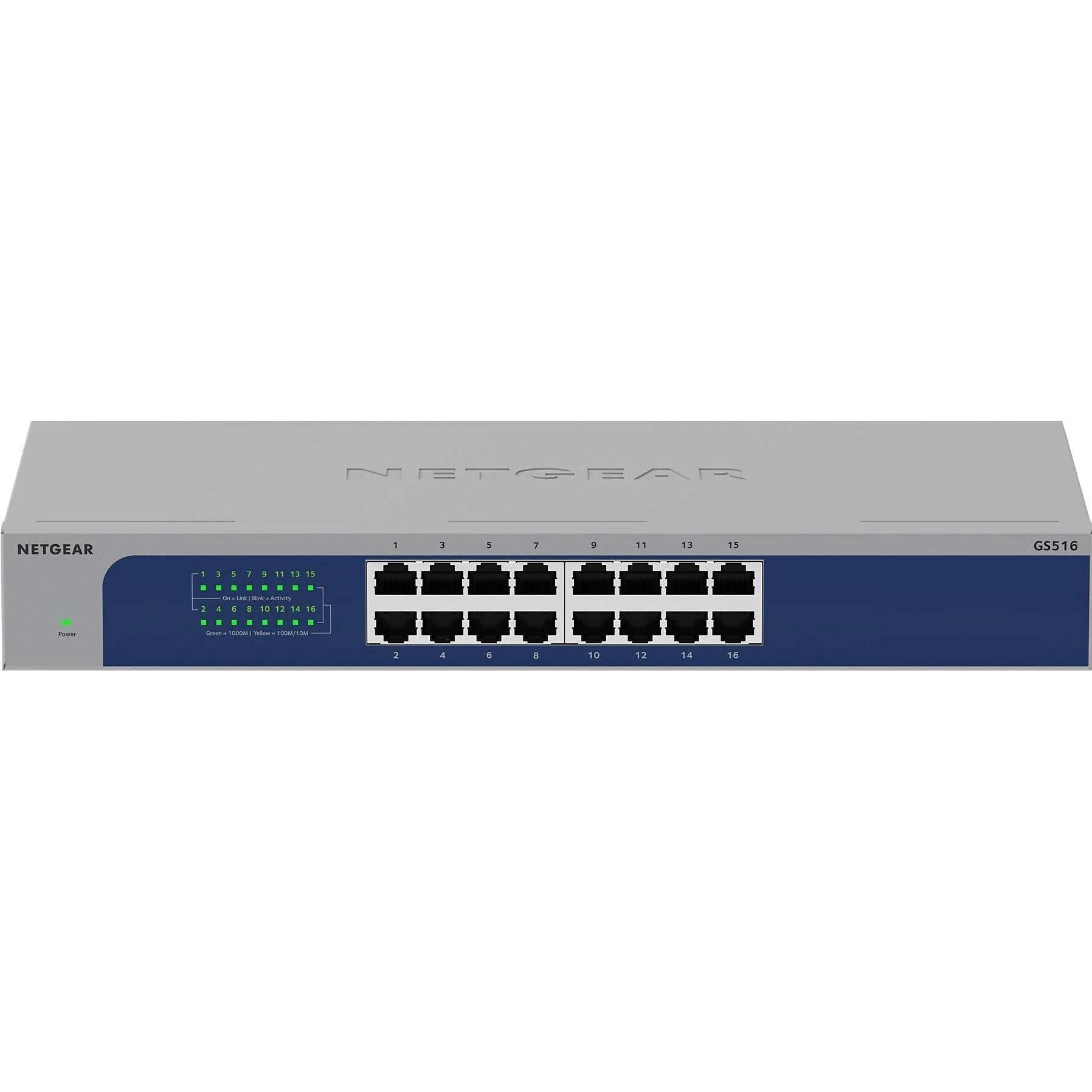 Netgear 16-Port Gigabit Ethernet Unmanaged Switc (16 Ports), Netzwerk Switch, Grau