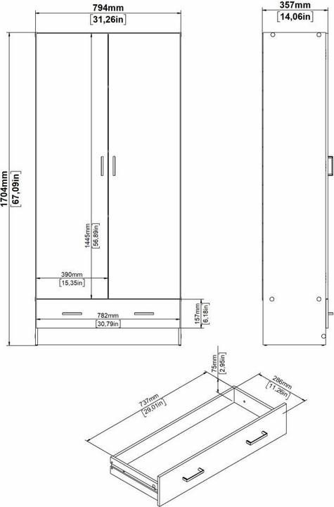 Actual product image Tvilum Spell (80 x 35.70 x 170.40 cm)