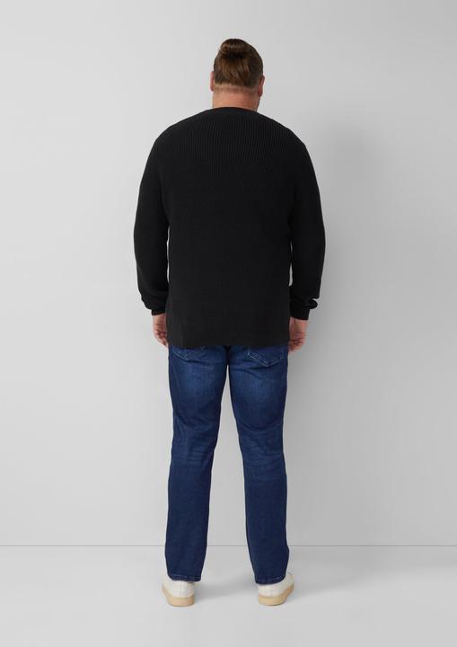 Produktbild s.Oliver Strickpullover Strukturierter Baumwoll-Pullover mit Label-Patch (3XL)