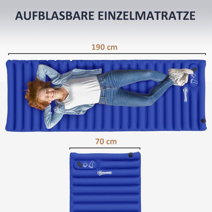 Image du produit Swisshandel24 Matelas gonflable de camping, pompe incluse, gonflage rapide, robuste, 195x70x10cm, bleu