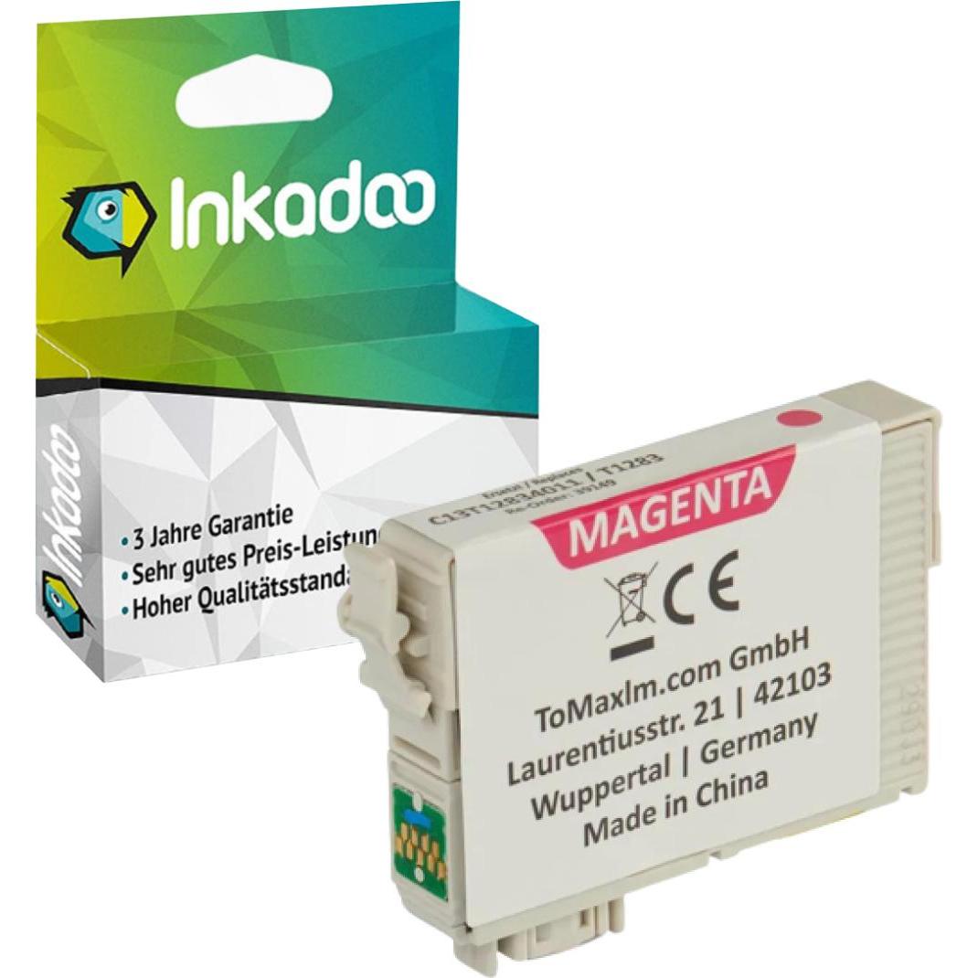 Inkadoo, Druckerpatrone, Druckerpatronen kompatibel zu Epson C13T12834011 / T1283 Tintenpatrone, magenta Magenta (M)