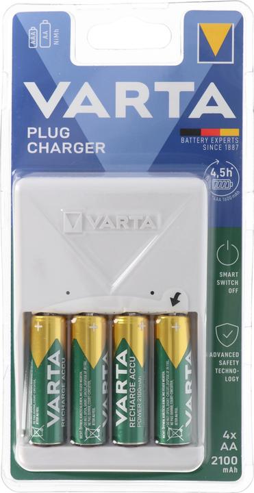 Productafbeelding Varta Plug Charger (1 Pcs., AA, 1600 mAh, Oplaadbare batterijen + lader)