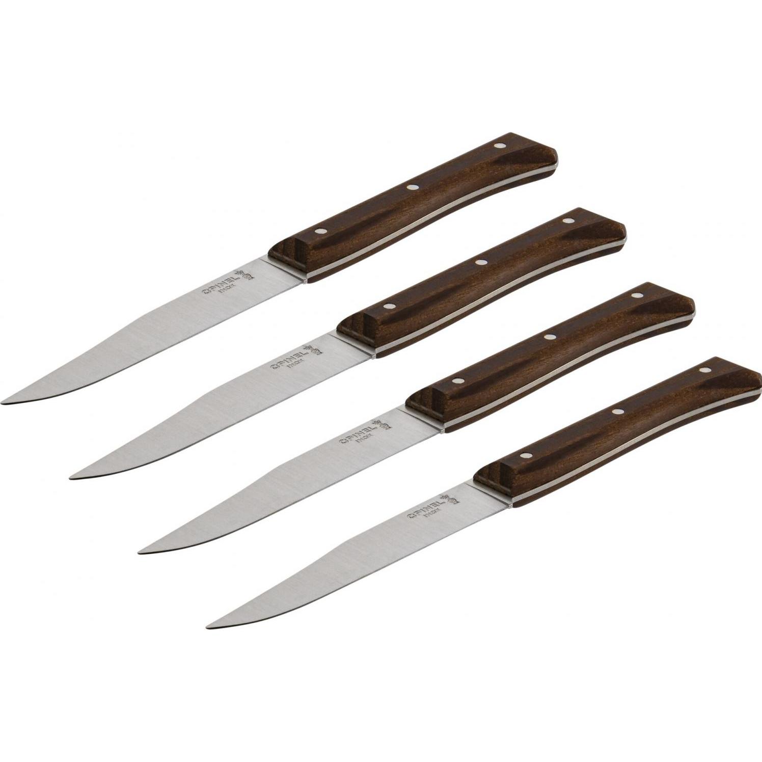 Thumbnail - Opinel Facette dark ash, smooth, Box of 4, Besteck, Braun