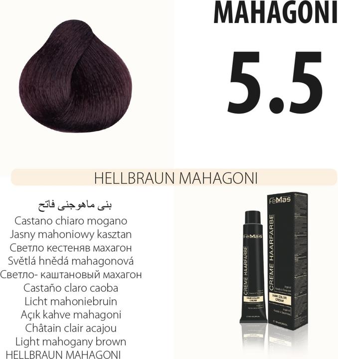 Produktbild FemMas 5.5) Haarfarbe Hellbraun Mahagonı 100ml (Hellbraun Mahagonı)