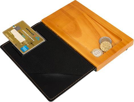 Produktbild Securit Rechnungsmappe WOOD, aus Leder und Holz, schwarz (1 x)