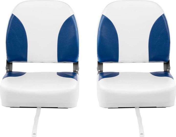 Produktbild MSW Bootssitz 2 Stück 41 x 50 x 51 cm weiss-blau Klappsitz Steuerstuhl Bootsstuhl