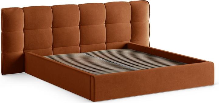 Actual product image Micadoni Velvet Storage Bed With Headboard, "Eric", Terracotta, 225x270x104 Made in Europe (180 x 200 cm)