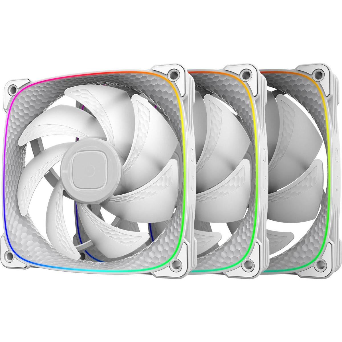 Thumbnail - Geometric Future Squama 2503W RGB Lüfter, 3er Pack - 120 mm, weiss (120 mm, 3 x), PC Lüfter, Weiss