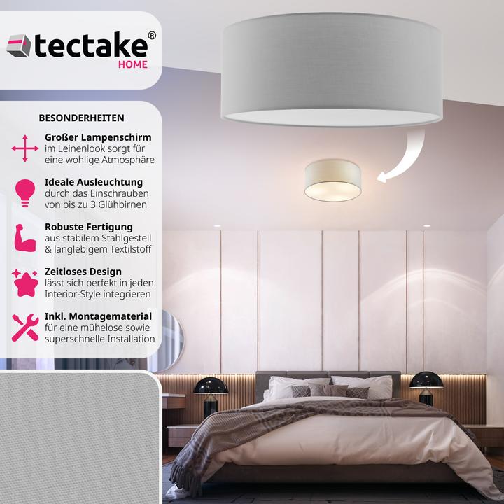 Produktbild tectake Deckenleuchte Circum, Textilschirm im Leinenlook (E27)