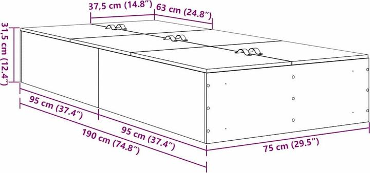 Actual product image vidaXL Aufbewahrungsbettgestell (70 x 190 cm)