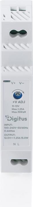Productafbeelding Digitus 12V / 1.25A / 15W Step-Shape DIN-Rail Netzteil (Ultra-Slim, Class II)