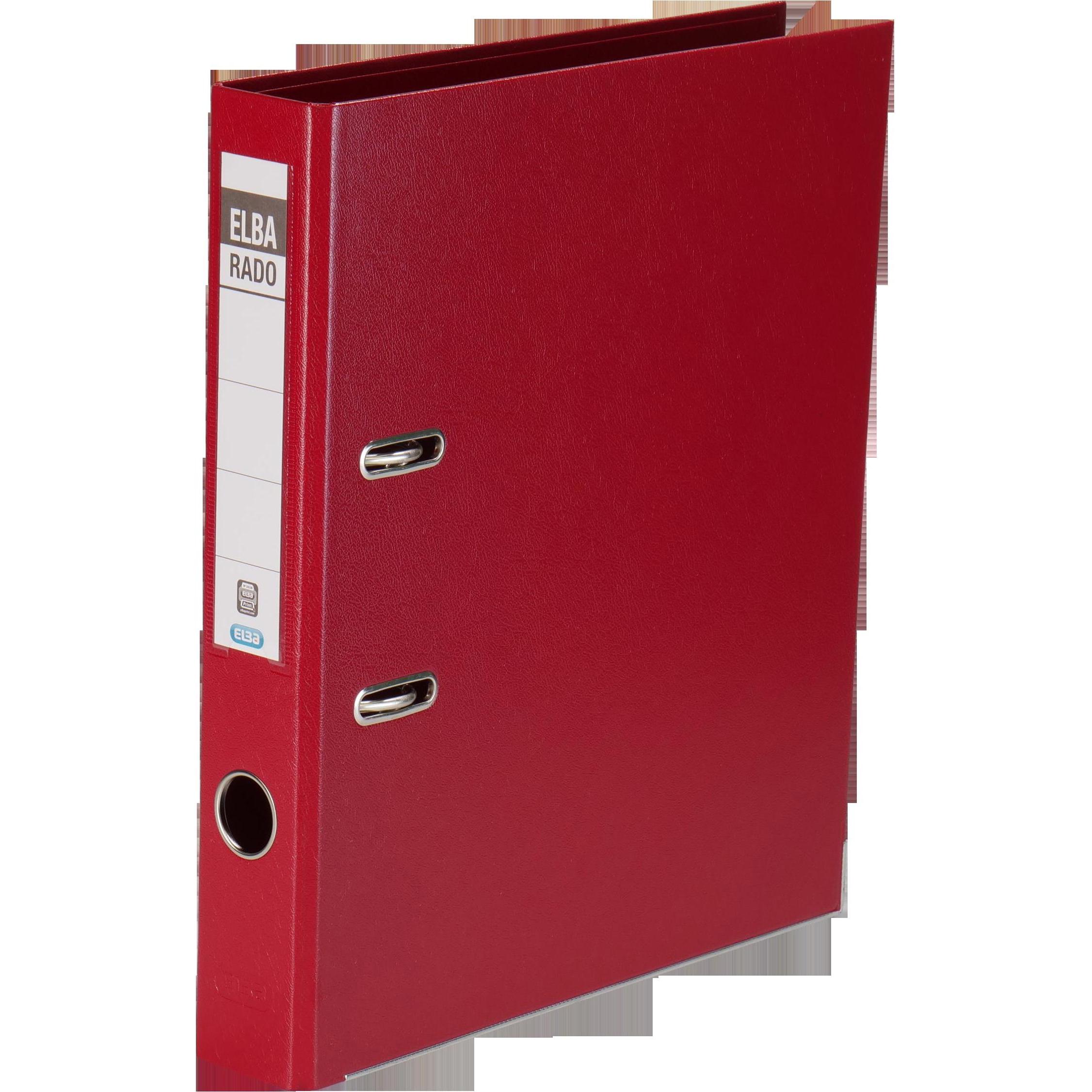 Elba, Ordner, Ordner rado plast, Rückenbreite: 50 mm, rot DIN A4, Einband aussen/innen PVC, mit auswechsrem (A4, 50 mm, ...