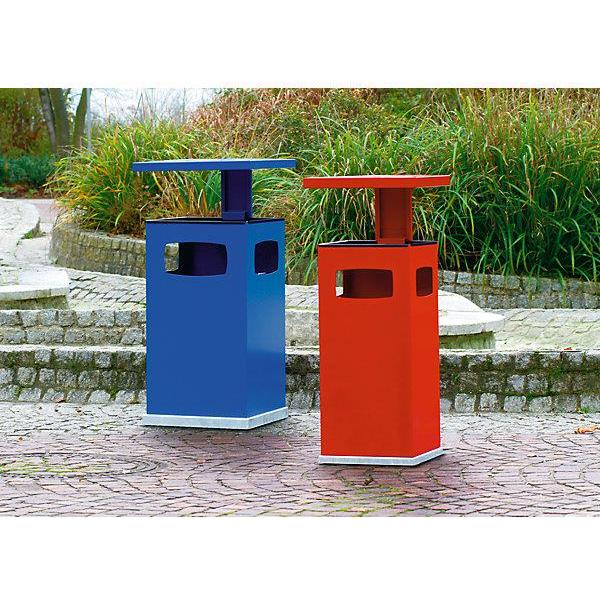 Thumbnail - kaiserkraft Abfallsammler für aussen, mit Aschereinsatz und Schutzdach, Abfalleimer, Grau