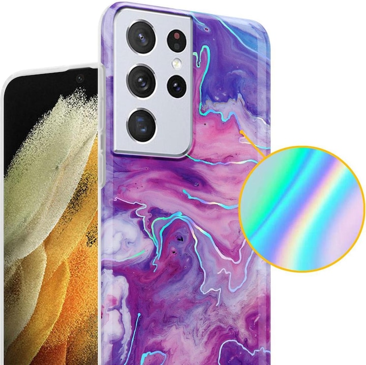 Produktbild Cadorabo IMD TPU Bunter Marmor Cover (Samsung Galaxy S21 Ultra)