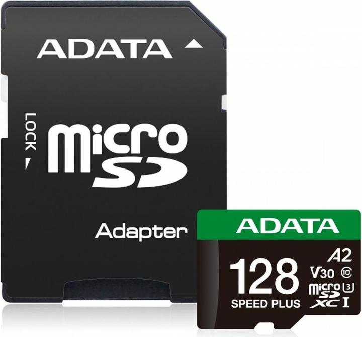 Produktbild Adata microSD 128GB Speed Plus UHS-I U3 + Adapter (128 GB, microSDXC, U3, UHS-I)
