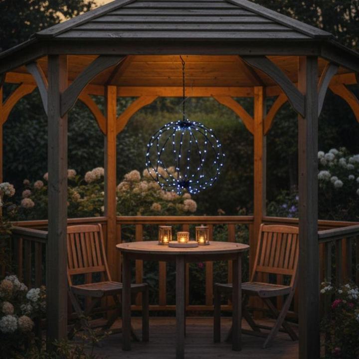 Image du produit Saska Garden Lampa Solarna Wisząca Kula 30cm 120 LED Zimny Biały (IP44)