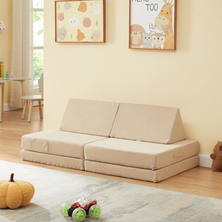 Actual product image En.Casa Spielsofa Norhulta 5-tlg. 120x66x46 cm Cord Beige (Children sofa)