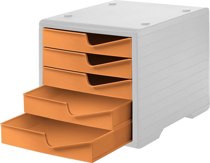 Gehäuse: Grau, Schubladen: apricot