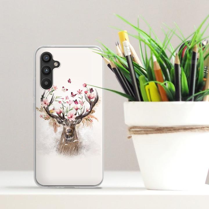 Actual product image DeinDesign Silikon Hülle für Samsung Galaxy A34 5G Handyhülle Case Smartphone Schutzhülle Blumen Hirsch Tiere (Samsung Galaxy A34 5G)