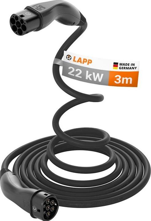 Lapp Mobility Selbstaufrollendes Ladekabel Typ 2, bis zu 22 kW, 3 m, schwarz (Type 2, 22 kW, 3 m)
