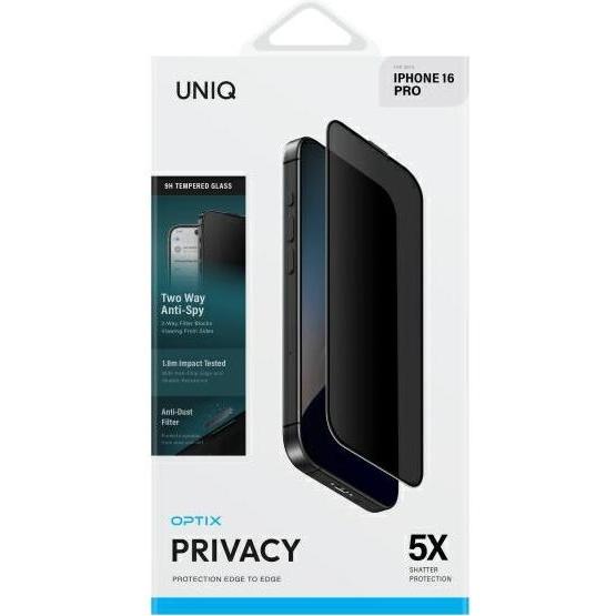 Thumbnail - Uniq Optix Privacy iPhone 16 Pro 6.3" prywatyzujące szkło hartowane z aplikatorem (1 Stück, Apple iPhone 16 Pro), Smartp...