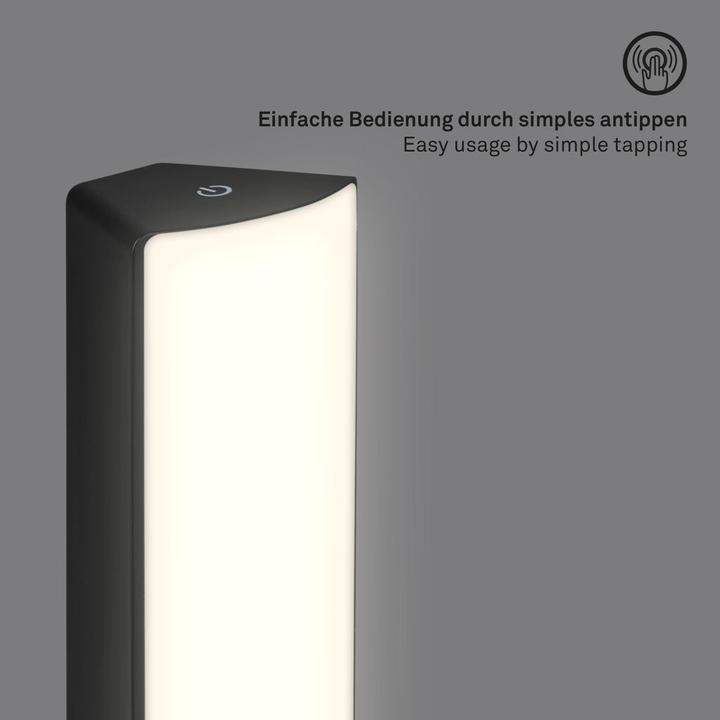 Actual product image Briloner Battery LED table and wall lamp, IP44, black, 1xLED platinum/7W (600 lm)