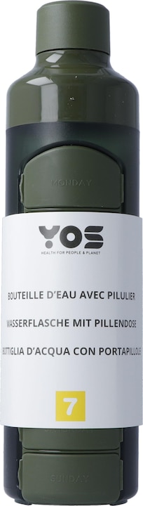 Produktbild Yos Wasserflasche 375ml grün mit Wochendispenser