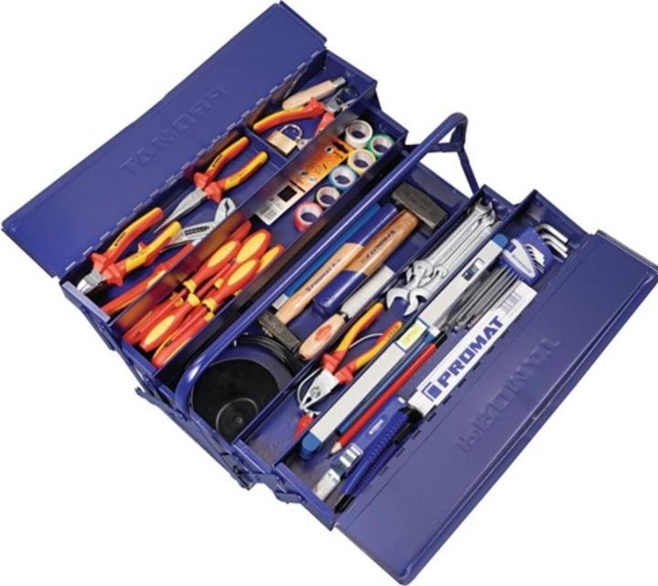 Image du produit HP Autozubehör Assortiment d'outils 66 pièces dans une boîte en tôle d'acier pour électriciens (66 pièces)