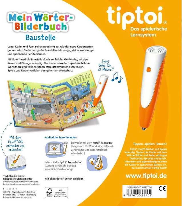 Immagine prodotto tiptoi Mein Wörter-Bilderbuch - Baustelle (Tedesco, Sandra Grimm, Stefan Richter, 2023)