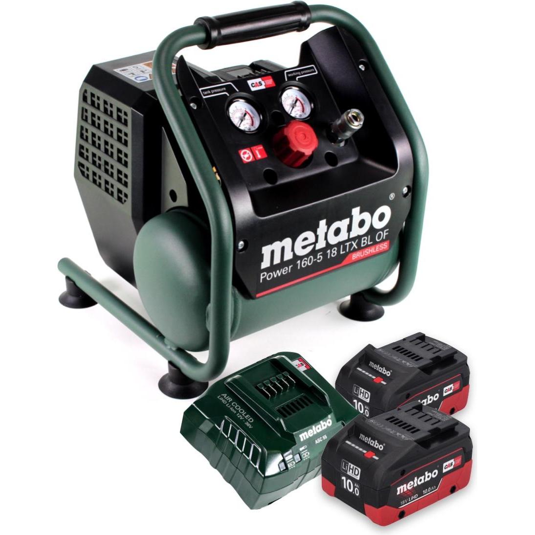 Thumbnail - Metabo, Kompressor, Power 160-5 18 LTX BL OF Akku Kompressor 18 V 8,0 bar Brushless + 2x Akku 10,0 Ah + (5 l)