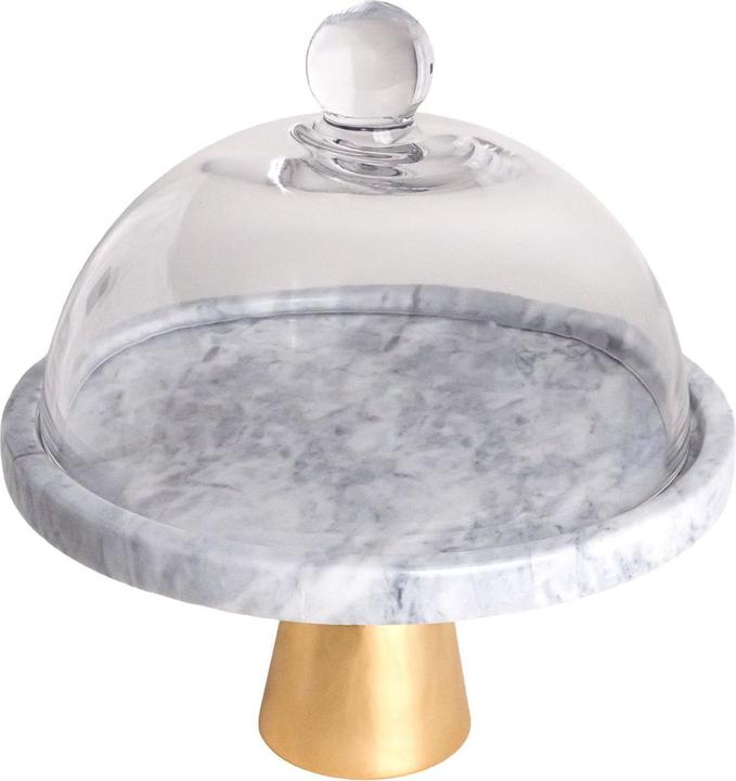 Alzata Torta + campana vetro Arya Fade porcellana bianca festonata