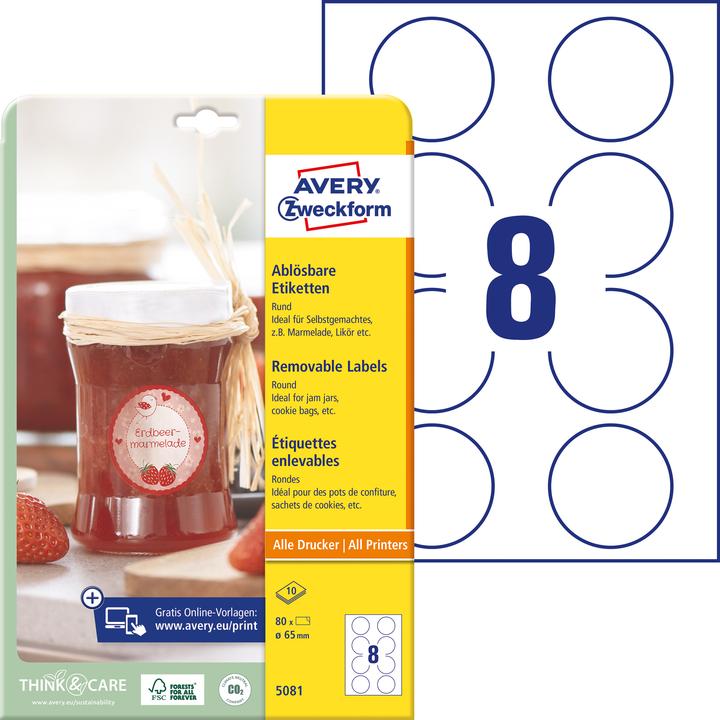 Actual product image Avery Runde Etik. Ø:65mm