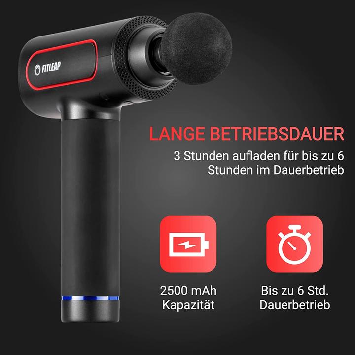 Image du produit Fitleap Massagepistole, Massage Gun Pro mit 6 Köpfen und 6 Modi, USB-C Ladeanschluss
