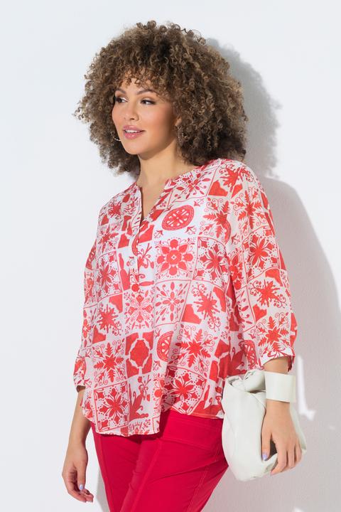 Actual product image Ulla Popken Tile Print 3/4 Sleeve Blouse (42)