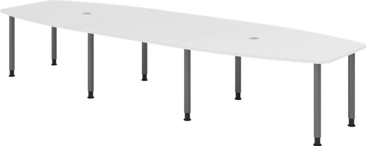 Produktbild Hammerbacher Konferenztisch KT40C weiss Tonnenform, Rundrohr grau, 400,0 x 85,0/130,0 x 72,0 - 74,0 c