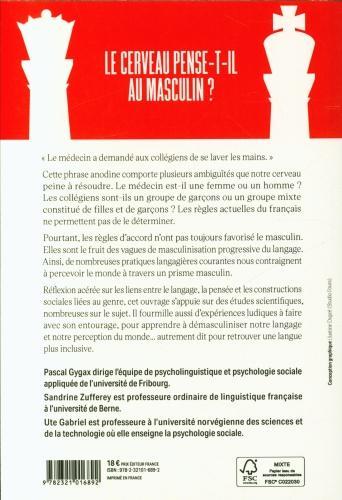 Actual product image Le cerveau pense-t-il au masculin? (French, Zufferey Sandrine, Gabriel Ute, Gygax Pascal, 2021)