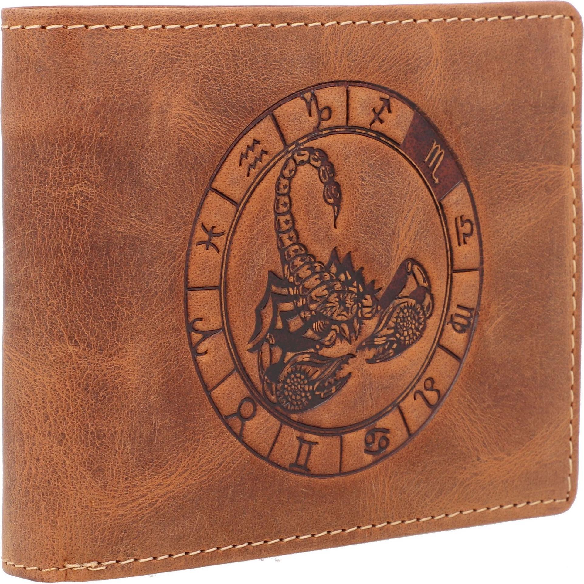Thumbnail - Greenburry, Herren, Portemonnaie, Vintage Sternzeichen Geldbörse Leder 12 cm, Mehrfarbig