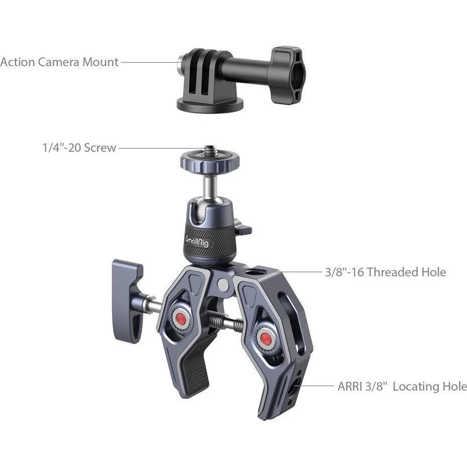 Thumbnail - SmallRig Super Clamp with 360° Ball Head Mount for Action Cameras 4102B, Video Zubehör