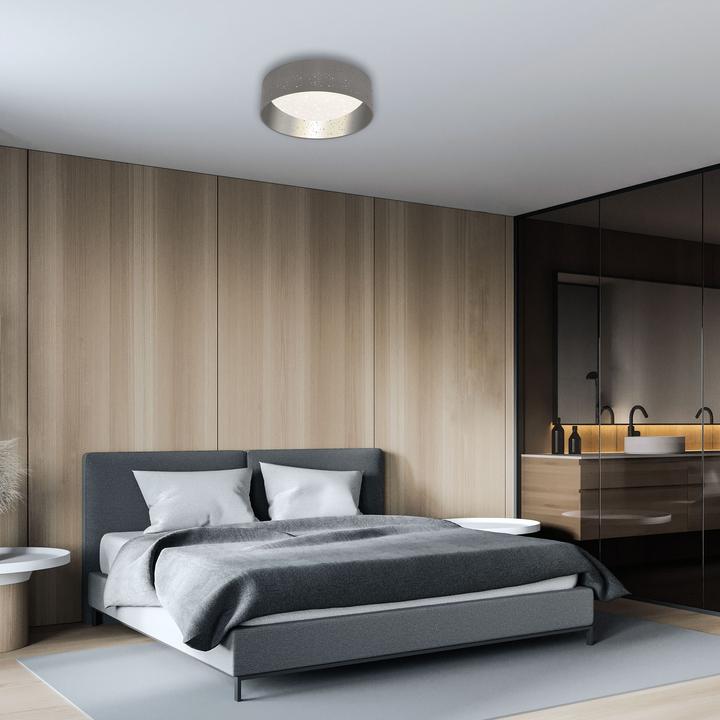 Image du produit Briloner Plafonnier LED en tissu avec décor étoilé, gris-argenté, 1xLED/12W (1200 lm)