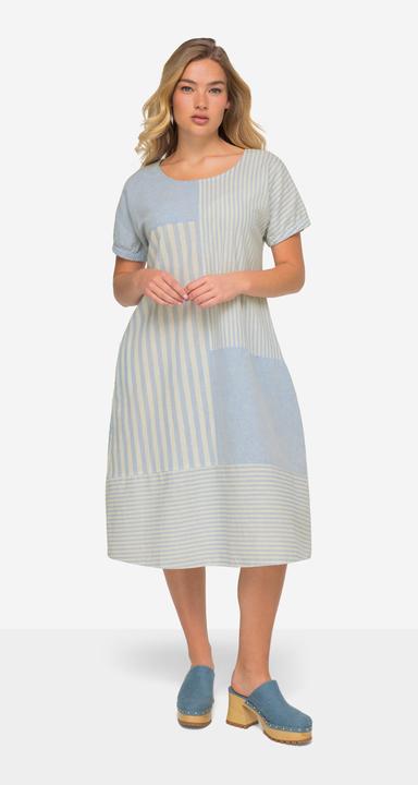Image du produit Laurasøn Leinenmix-Kleid, A-Line, Streifen-Mix, Rundhals, Halbarm (L)