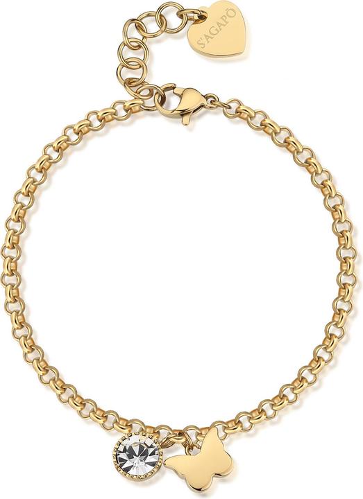 Immagine prodotto Sagapo S'Agapµ - SKT30 Bracciale con farfalla di cristallo chiaro fortunato placcato oro
