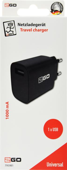 Produktbild 2GO Netz-Ladegerät 100V-240V - schwarz für Universal USB (5 W)