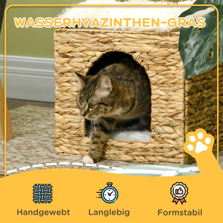 Image du produit PawHut Rotin maison pour chats avec coussins (Chat)